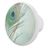 Peacock Feather Boho Chic Wasserfarbe Custom Keramikknauf (Rechts)