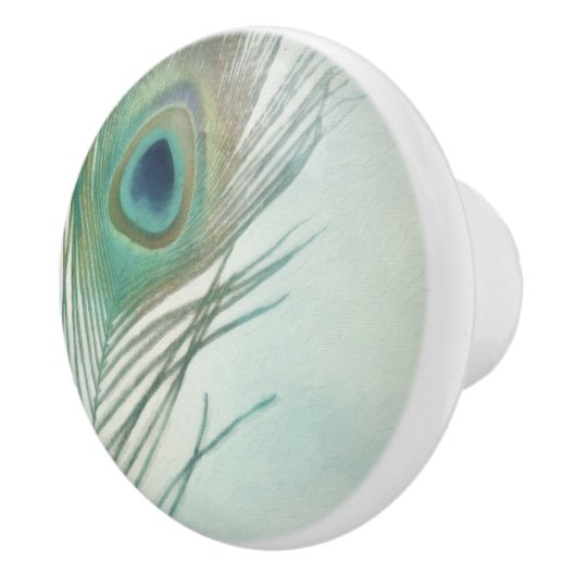Peacock Feather Boho Chic Wasserfarbe Custom Keramikknauf (Rechts)
