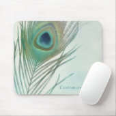Peacock Feather Boho Chic Wasserfarbe Custom Mousepad (Mit Mouse)