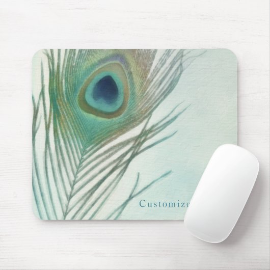 Peacock Feather Boho Chic Wasserfarbe Custom Mousepad (Mit Mouse)