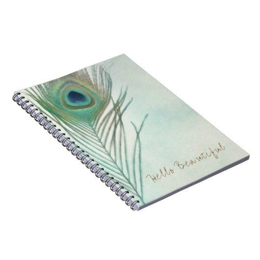 Peacock Feather Boho Chic Wasserfarbe Custom Notizblock (Rechte Seite)