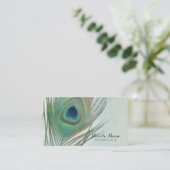 Peacock Feather Boho Chic Wasserfarbe Custom Visitenkarte (Stehend Vorderseite)