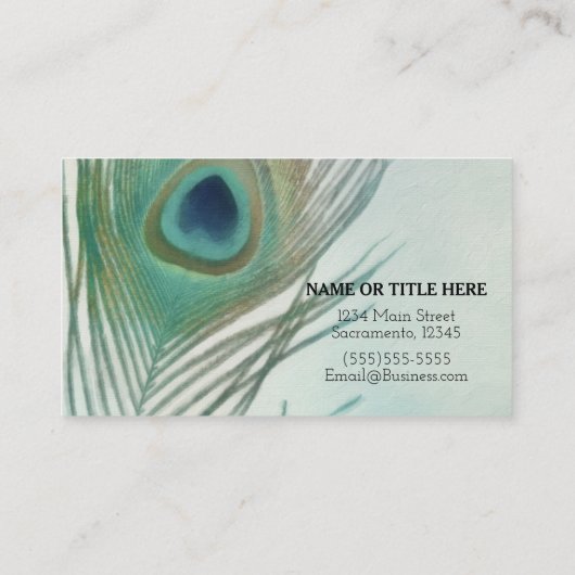 Peacock Feather Boho Chic Wasserfarbe Custom Visitenkarte (Rückseite)