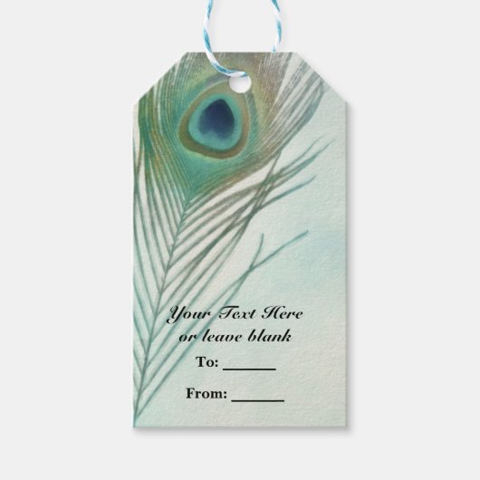 Peacock Feather Boho Chic Watercolor Custom Party Geschenkanhänger (Vorderseite)