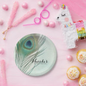 Peacock Feather Boho Chic Watercolor Custom Party Pappteller (Party)
