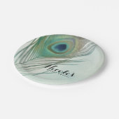 Peacock Feather Boho Chic Watercolor Custom Party Pappteller (Schrägansicht)