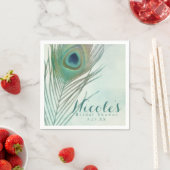 Peacock Feather Boho Chic Watercolor Custom Party Serviette (Beispiel)