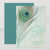 Peacock Feather Boho Chic Watercolor Einladungen (Vorne/Hinten)