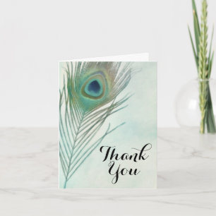 Peacock Feather Boho Chic Watercolor Vielen Dank Dankeskarte