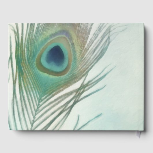 Peacock Feather Boho Chic Watercolor Wedding Gästebuch (Rückseite)