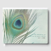 Peacock Feather Boho Chic Watercolor Wedding Gästebuch (Vorderseite)
