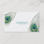 Peacock Feather Boho Elegant Visitenkarte (Vorderseite)