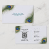 Peacock Feather Boho Elegant Visitenkarte (Vorne/Hinten)
