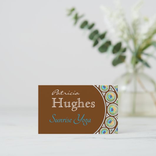 Peacock Feather Border Visitenkarte (Stehend Vorderseite)