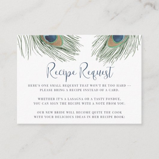 Peacock Feather-Brautparty-Anfrage Begleitkarte (Vorderseite)