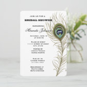 Peacock Feather Brautparty Einladung (Stehend Vorderseite)