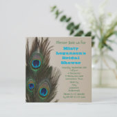 Peacock Feather Bridal Dusche Einladung (Stehend Vorderseite)