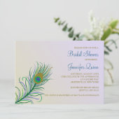 Peacock Feather Bridal Dusche Einladung (Stehend Vorderseite)