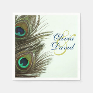 Peacock Feather Bride und Groom Wedding Napkins Serviette