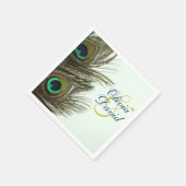 Peacock Feather Bride und Groom Wedding Napkins Serviette (Ecke)