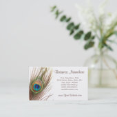 Peacock Feather Business Cards Visitenkarte (Stehend Vorderseite)