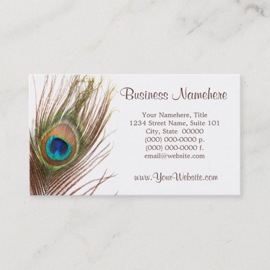 Peacock Feather Business Cards Visitenkarte (Vorderseite)