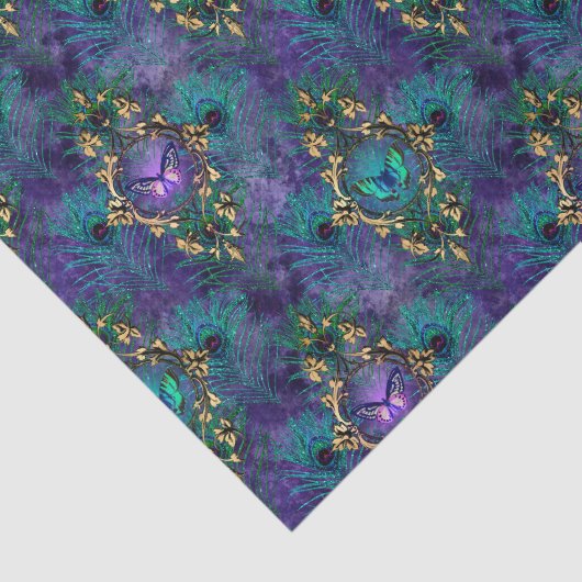 Peacock Feather Butterfets Dekoupage Tissue Paper Seidenpapier (Ausschnitt)