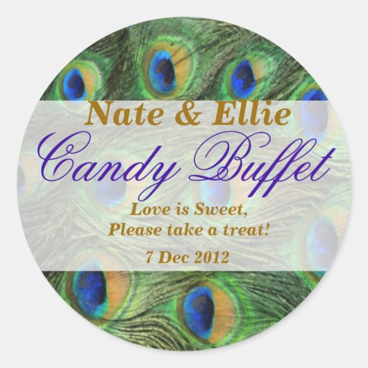 Peacock Feather Candy Buffet Sticker (Vorderseite)