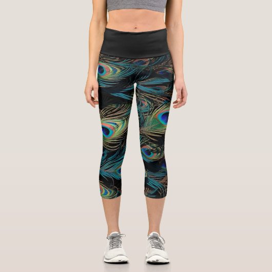 Peacock Feather Capri Leggings (Vorderseite)