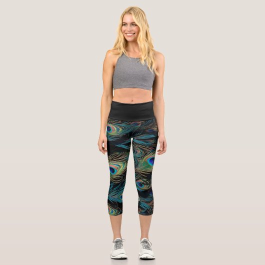 Peacock Feather Capri Leggings (Vorderseite)