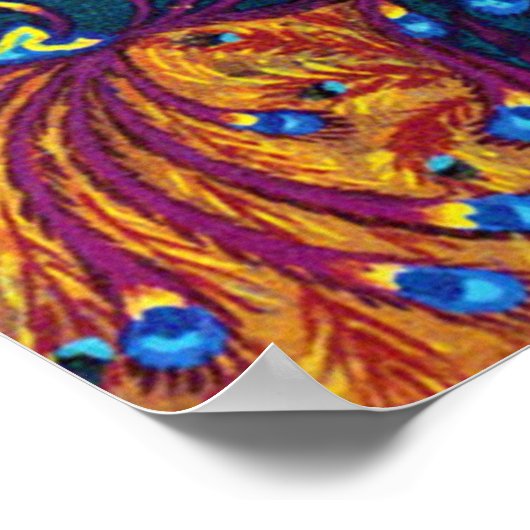 Peacock Feather Cat, Louis Wain Poster (Ecke)