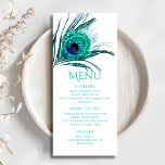 Peacock Feather Chic Glitzer Turquoise Bat Mitzvah Menükarte<br><div class="desc">Dieses Design besticht durch eine elegante türkisfarbene Pfauenfeder auf weißem Hintergrund mit den unten stehenden Informationen zum Bat Mitzvah Menu. Personalisieren Sie den Text in den Textfeldern, indem Sie ihn bearbeiten. Für Sie entworfen von Evco Studio www.zazzle.com/store/evcostudio #mitzvah #batmitzvah #evplanner #mazeltov #jewish #mitzvahswag #Party #jewishlife #wedding #kosher #mitzvahlife #corporateevents #mitzvahparty...</div>