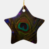 Peacock Feather Christmas Star Keramikornament (Vorne)
