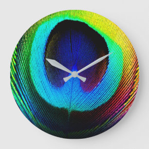 Peacock Feather Clock Große Wanduhr