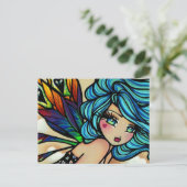Peacock Feather Cloud Fairy Fantasy Postcard Postkarte (Stehend Vorderseite)