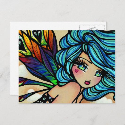 Peacock Feather Cloud Fairy Fantasy Postcard Postkarte (Vorne/Hinten)
