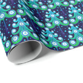 Peacock Feather Colors Weihnachtsbaummuster Geschenkpapier (Rolleneckpunkt)