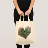 Peacock Feather Double Heart Bag Tragetasche (Vorderseite (Produkt))