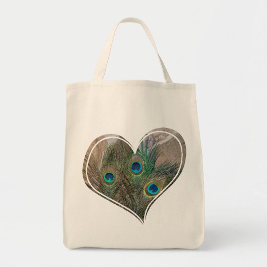 Peacock Feather Double Heart Bag Tragetasche (Vorne)