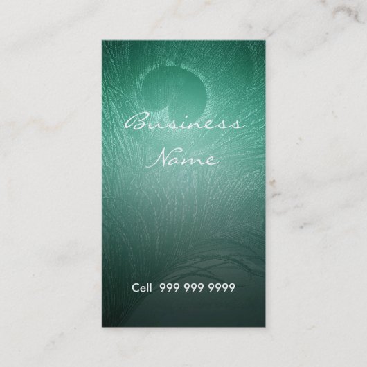 Peacock Feather Elegante Business Card Visitenkarte (Vorderseite)