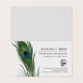 Peacock Feather | Elegante Theme Business Card Visitenkarten (Außenseite Aufgefaltet)