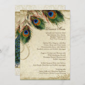 Peacock & Feather Elegantes Abendmenü Menükarte (Vorne/Hinten)