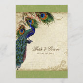 Peacock & Feather Elegantes Abendmenü Menükarte (Rückseite)