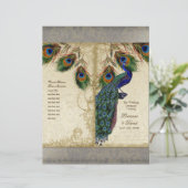 Peacock & Feather Elegantes Matching Wedding Progr (Stehend Vorderseite)
