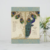 Peacock & Feather Elegantes Matching Wedding Progr (Stehend Vorderseite)