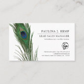Peacock Feather | Elegantes Thema Visitenkarte (Vorderseite)