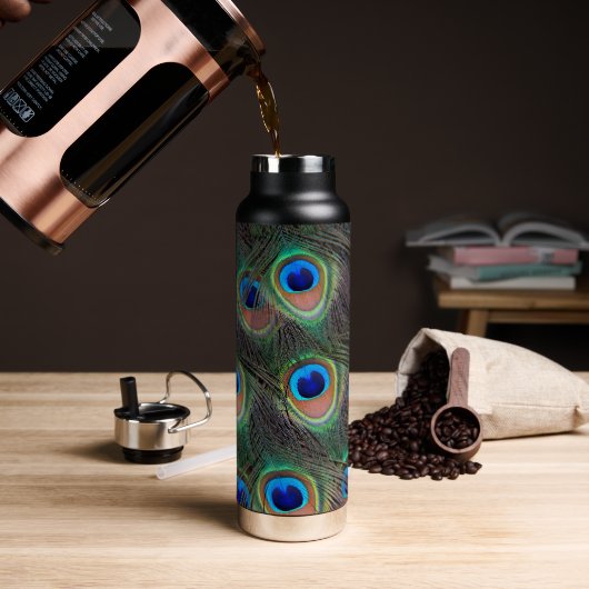 Peacock Feather Eyespot Pattern Trinkflasche (Kaffee)