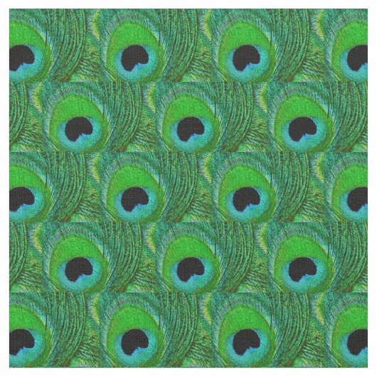 Peacock Feather Fabric - Green Aqua Blue Black Stoff (Nahaufnahme)