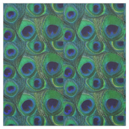 Peacock Feather Fabric - Green Aquamarin Blue Navy Stoff
