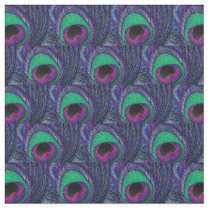 Peacock Feather Fabric Green Aquamarin Lila Pink B Stoff